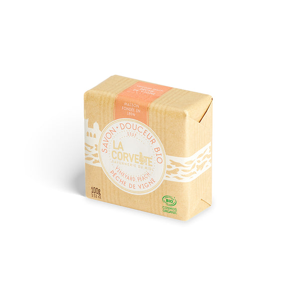 La Corvette サボン・ドゥスール・ビオ ヴィンヤードピーチ 100g COSMOSオーガニック認証 もぎたてピーチの香り オーガニックソープ フランス製