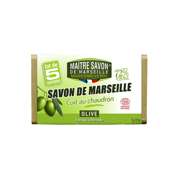 Maitre Savon de Mareille マルセイユ石鹸 オリーブ 100g x 5 ECOCERT認証 無添加 フランス製