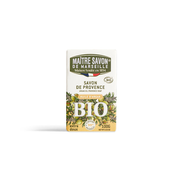 Maitre Savon de Marseille サボン・ド・プロヴァンス・ビオ アルガンオイル 100g COSMEBIO認証 高保湿 オーガニックソープ フランス製