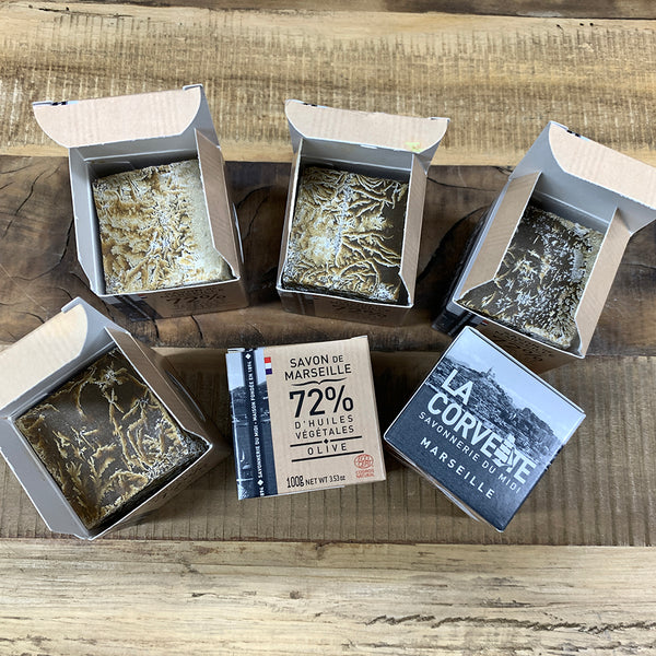 【訳あり品 /石鹸の白華と成形時のプレス不具合】サボン・ド・マルセイユ オリーブ 100g (box)